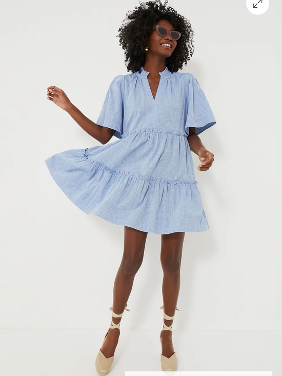 Tuckernuck Dresses & Skirts - Tuckernuck Sky Blue Tiered V-Notch Mini Dress